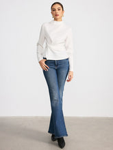 Long-Sleeve Twist Mock Neck Top